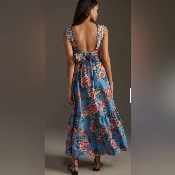 FARM Rio Blue Floral Maxi Dress with Pink & Green Botanicals - Picture 8 of 8